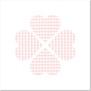 Lucky Clover with Heart (pink) Posters and Art